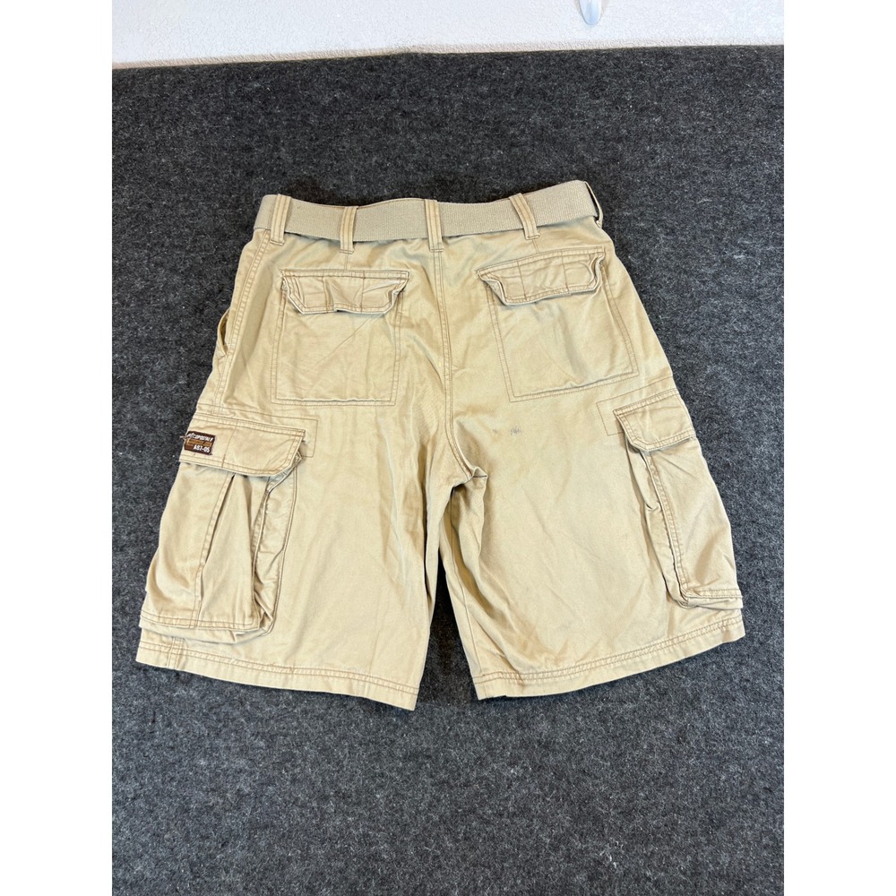 Aeropostale Mens Khaki Cargo Shorts Size 32 Cotton A87-05 with Belt Tan Utility